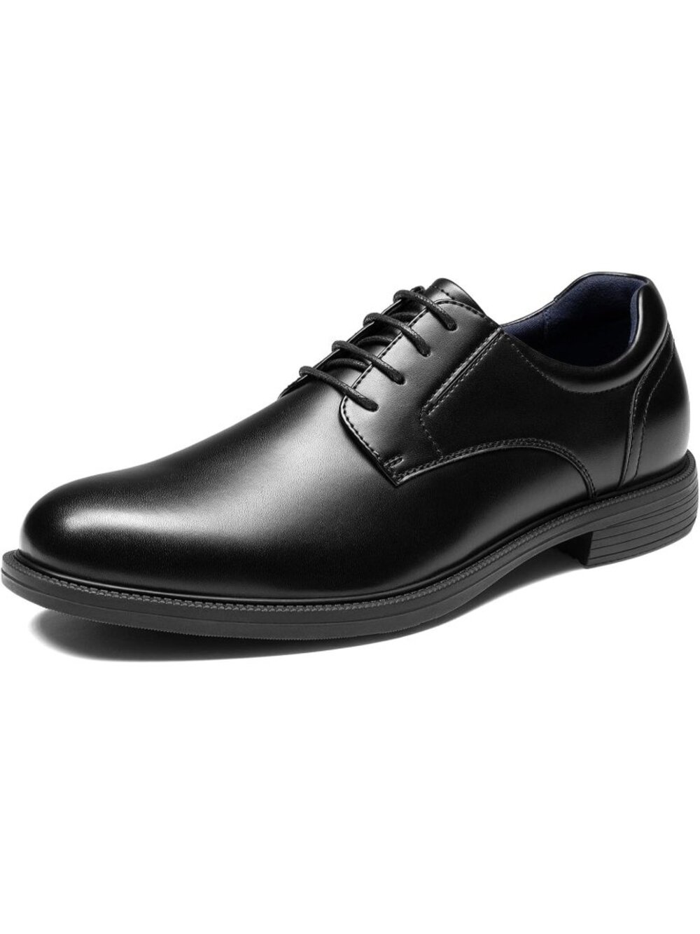 Men's Matte Black Patent Leather Anti-Slip Grooved Plain Toe Derby Tuxedo Shoes